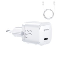  Lādētājs Joyroom JR-TCF02 USB-C PD20W + USB-C 1.0m kabelis white 